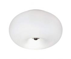 Eglo Optica 86811 - Plafonnier 2 flammes - Matière: acier - Couleur: nickel mat, verre: opale mat blanc, Douille: E27, Ã: 28 cm