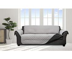 Quick Fit Jameson Housse de Chaise rÃ©versible impermÃ©able, ArgentÃ©/Noir, Sofa Cover