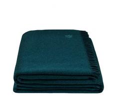 zoeppritz since 1828 Couverture Relax Must - Couverture Laine - Plaid de qualité supérieure en Pure Laine Vierge à Franges - 130 x 190 cm - de, Laine Vierge, 790 Deep Pacific, 130x190cm