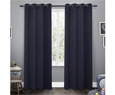 Exclusive Home Curtains Exclusif Maison Rideaux Ek5308â04 2â96 g Satin Occultant Enfants Grommet Top fenêtre Panneau de Rideau, Bleu Marine, 52 x 243,8 cm, Lot de 2