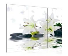Tableau decoration murale Lys de Fleurs 120 x 80 cm - XXL Impression sur Toile Salon Appartment 3 Parties - prêt à accrocher - 201631a