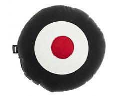 Paparajote Factory 1705 Coussin Motif Vinyl Rouge Laine Polaire/Polyester Blanc/Noir/Rouge 40 x 40 x 14 cm