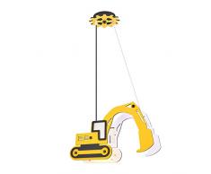 Homemania Lampe à suspension Bulldozer 2 lustres, pour chambre, plafond, jaune, 41 x 12 x 100 cm, 1 x E14, 13 W