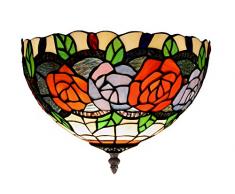 Ivintage 283500 Plafonnier Tiffany, Verre Opale étamé, Multicolore, 30 x 25 cm