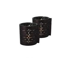 Wunschleder-Home Lot de 2 photophores en Verre avec revêtement en Cuir Nappa - Fabriqué en Allemagne - Rouge foncé métallisé - Taille Unique