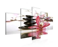 Tableau decoration murale Fleurs dorchidée 200 x 100 cm - XXL Impression sur Toile Salon Appartment 5 Parties - prêt à accrocher - 204251a