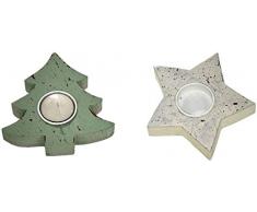 Comarco Sa 11700 Bougeoir en Bois, Fer, Multicolore, 13 x 13 x 2,5 cm