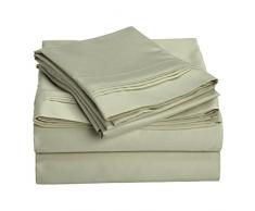 Impressions Superior - Ensemble de Drap de lit, 198 x 203 cm, Couche Simple Coton Premium, Couche Simple, 1000 Fils au Pouce carré, Sauge