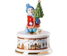 Hutschenreuther Petit marché de Noël à 9 cm/Hauteur 13 cm Mélodie silencieuse : Tente de Jeu silencieuse la Neige en Porcelaine, Multicolore