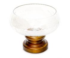 Relaxdays 10018498 Verre Coupe Ã Fruits Bol dÃ©coratif Vintage rÃ©tro sur Pied en Bois, Transparent