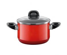 Silit 2102232605 Faitout avec Couvercle, Acier, Rouge, 20 cm