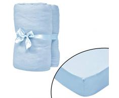vidaXL 133276 4 x Drap Housse pour Enfant 60 x 120 cm en Jersey de Coton Bleu Clair Drap Housse 60 x 120 cm