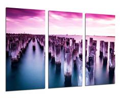 Tableau Moderne Photographique, Impression sur bois, Paysage Lake Mountain Sunset, 97 x 62 cm, ref. 26299