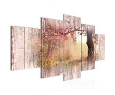 Tableau decoration murale Planches de bois dautomne - XXL Impression sur Toile Salon Appartment 5 Parties - prÃªt Ã accrocher - 606453a