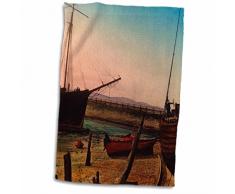 3dRose Lanterne Magique Slide coloré à la Main lhistoire Maritime Bateau de pêche Vintage Serviette, Blanc, 15 x 55,9 cm