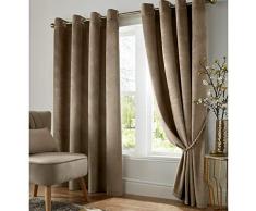 Alan Symonds Rideaux occultants à Åillets prêts à Poser en Polyester Velours Vison 229 x 229 cm