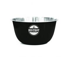 Saveur et Degustation KA1342 SALADIER en INOX Coloris ALEATOIRE, Acier Inoxydable, Noir/Argent, 25x25x13,3 cm