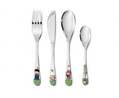 Zilverstad Couverts pour Enfant 4 pièces Fien et Teun, Couleur, Acier Inoxydable, Argent, 2.8 x 15.6 x 21.4 cm