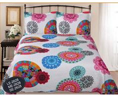 ForenTex LE-2628 Couvre-lit pour lit de 150 cm réversible imprimé Cousu pour Printemps/été Mandalas Fuchsia 240 x 260 cm