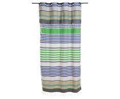 Fouta Futée Rideau prêt-à -Poser avec Anneaux, en fouta pour Une Ambiance de Vacances avec flexibilité de Hauteur, Coton, Multicolore, 240x140 cm