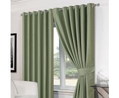 Dreamscene Panier Tissage occultant Thermique Rideaux à Åillets doublés avec embrasses, Souple, Vert, 66 x 228,6 cm