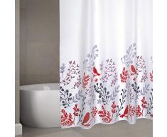 MSV 143101 Rideau de Douche Prime Oiseau en Polyester 180x200cm Rouge, 30 x 20 x 15 cm