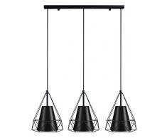 Tosel 21113 Lustre, Acier/Abat Jour Coton, E27, 40 W, Noir, 60 x 100 cm