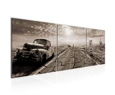 Tableau decoration murale Route 66 120 x 40 cm - XXL Impression sur Toile Salon Appartment 3 Parties - prêt à accrocher - 600333b