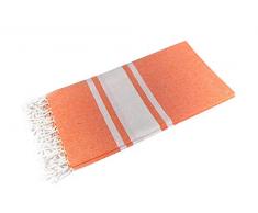 Sun and Surf Coral/White Fouta 100% Cotton 2600-A1, 90x170cm