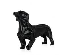 World Art Basset facetté Sculpture En Résine Multicolore, 37x55x19 Cm