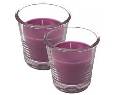 Le Chat 1194208 Lot de 2 petites bougies colorÃ©es et parfumÃ©es dans leurs contenants en verre faÃ§on gobelet - fuchsia / parfum gÃ©nÃ©ration patchouli