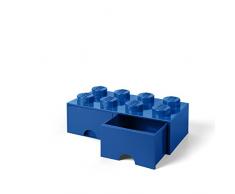 LEGO 40061731 Brique de rangement empilable Légo 8 plots 2 tiroirs Plastique Bleu H18 x 25 x 50 cm
