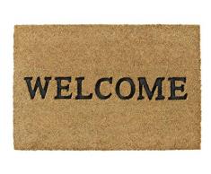 Paillasson Brosse Ruco embossé en Noir Welcome 40x60cm - Fibre de Coco