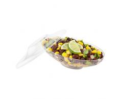 Gobelet Ovale avec Couvercle, rÃ©cipient Ovale et Couvercle, Transparent â 145,4 g â Plastique â Jetable â BoÃ®te de 100 CT â Vaisselle de Restaurant Ovale 5.5 Ounces Blanc