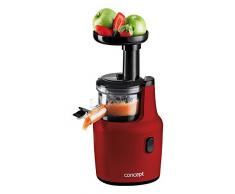 CONCEPT électroménager LO7112 lâextracteur de jus, 120 W, rouge, deux phases dâextraction du jus, anti-gouttes, goulotte de remplissage 4,3 cm, 55 tours/min., passoire inox, capacite 1 l