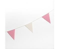 Mopec A141.02 Guirlande Drapeau Tissu 12 x 16 cm Ivoire et Rose Taupes 180 cm Taille Unique