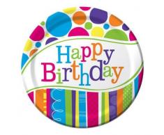 Creative convertir 8Â Fils Lumineux et Bold Joyeux Anniversaire Assiettes Plates