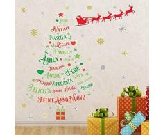 Décorations de Noël Autocollants Mural Santas Traîneau & Italien Citations Noël Arbre Mural Murals Stickers Salon Enfants Crèche Ãcole Restaurant Café Hôtel Maison Décor