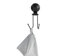 iDesign 23917EU Mural Ã Ventouse, Double en mÃ©tal avec Fixation Push-Lock, Crochet de Salle rasoirs, Gant de Toilette ou Serviette de Bain, Noir Mat, 6, 2 cm x 8, 1 cm x 13, 0 cm