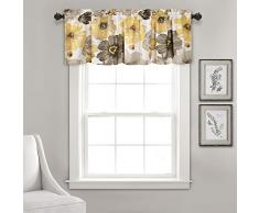 Lush Decor Leah Paire de Rideaux occultants pour fenÃªtre, Jaune/Gris., Valance 18 x 52