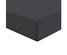 Highams Drap-Housse en Flanelle Thermique 100 % Coton brossÃ© pour lit Simple Noir Anthracite