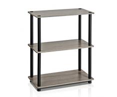 Furinno Turn-N-Tube 3 Niveaux Compact étagères Polyvalent, chêne français Gris/Noir, Bois Dense, One Size