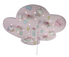 Niermann Standby 634 Plafonnier Hello Kitty, Bois, E14, Rose/Blanc, 74 x 57 x 7 cm