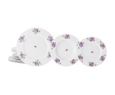 La Cija Violetas Service de Table Classique en Porcelaine 12 pièces, Blanc