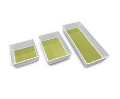 Addis Boîtes de Rangement à Base Souple pour Organisation de tiroir, Plastique, Blanc/Vert, 18 x 40 x 7.5 cm