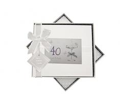 White Cotton Cards Livre dor pour 40e Anniversaire, Verre coupé, Tissu, Blanc, 19,5 x 21,5 x 1,5 cm