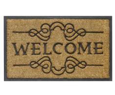 Paillasson dentrée Robuste 22mm Bombay 100% Fibres de Coco Naturel Welcome Ornament, Couleur Naturelle 45 x 75 cm