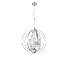 Trio Leuchten 102000405 Lustre, Métal, Aluminium brossé