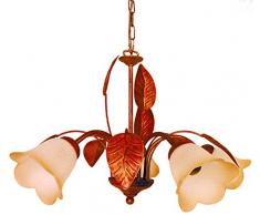 Tosel E2255 Lustre - Eglantine TÃ´le et Tube Acier, Peinture Ã©poxy, Verre centrif, E14, 60 W, Marron/Or