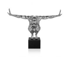 Arte Dal Mondo D7553HS Ãquilibre Sculpture figurative Moderne en résine décoré de Feuilles dargent avec Base en marbre, 59x80x31 cm